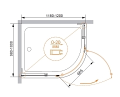 Душевой уголок Cezares Bergamo Arco 2000x1200x1000 хром BERGAMO-W-RH-1-120/100-ARCO-C-Cr-R-IV