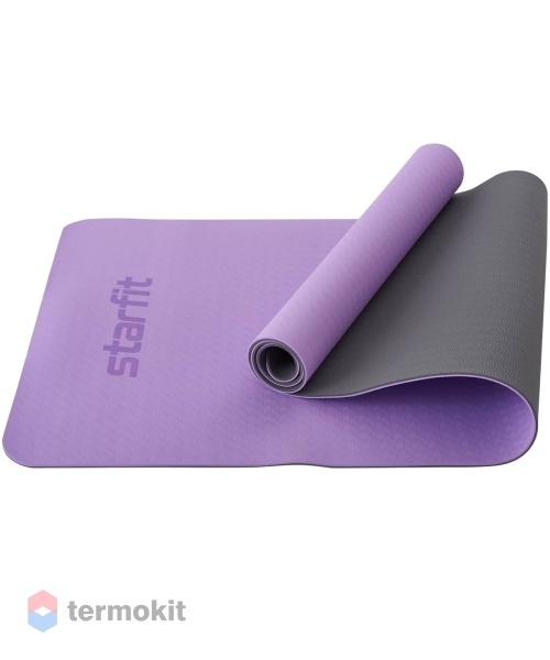 Коврик для йоги Starfit FM-201 TPE 173x61x0,6 см, фиолетовый пастель/серый