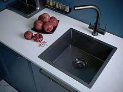 Мойка для кухни Paulmark Aller вороненая сталь PM904444-GM