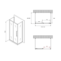 Душевой уголок ABBER Schwarzer Diamant 1950x1500x500 черный матовый AG30150BH-S50B-S50B
