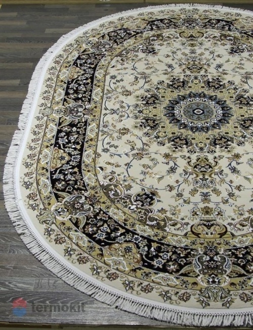 Ковёр Merinos Shahreza 80x133 овальный кремовый/тёмно-синий d206