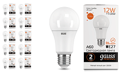 Лампа светодиодная Gauss LED Elementary A60 12W E27 3000K 1/10/40, 10 шт.