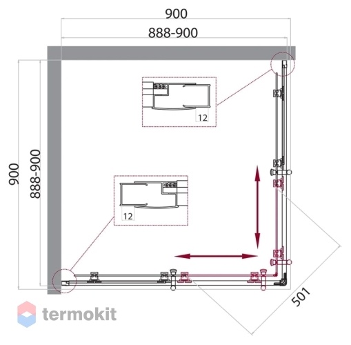 Душевой уголок BelBagno UNO 1950x900x900 хром UNO-195-A-2-90-C-Cr