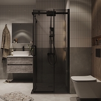 Душевой уголок Grossman Classic 1950x800x800 (тонированное стекло) черный матовый 300.K33.04.8080.21.10