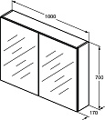 Зеркальный шкаф Ideal Standard MIRROR&LIGHT 100 подвесная Алюминий T3498AL