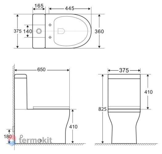 Чаша унитаза напольного BelBagno Ancona P-trap без бачка и сиденья BB1224CPR-P