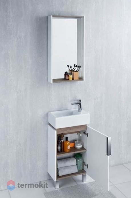 Шкаф-зеркало Aquaton Бэлла 46 белый глянец 1A221702BBAZ0