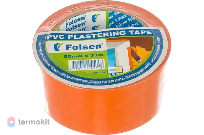 Folsen Строительная лента ПВХ 50мм x 33м. оранжевая