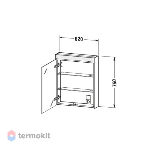 Зеркальный шкаф Duravit Brioso 62 с подсветкой Натуральный дуб BR7101L3030