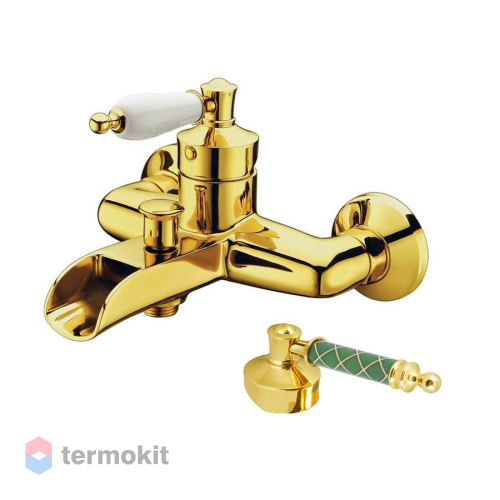 Смеситель для ванны и душа Boheme Vogue золото Murano, бирюзовое 213-MR-GR