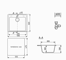 Мойка для кухни ULGRAN Quartz Forte 580-07 уголь