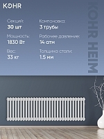 Стальной трубчатый радиатор Kohr Heim 3037/30 секций с боковым подключением 3/4
