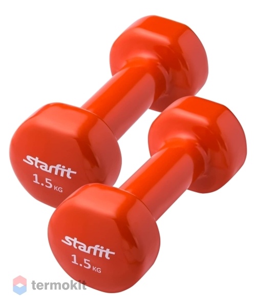 Гантель виниловая Starfit DB-101 1,5 кг, пара, оранжевый