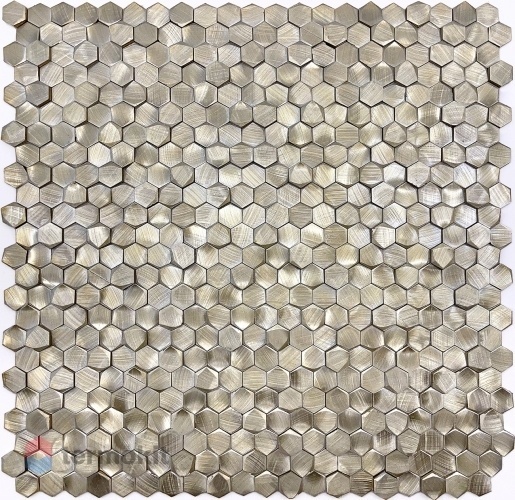 Мозаика Caramelle Mosaic Alchimia Aluminium 3D Hexagon Gold (8x14) 29,7x30,6