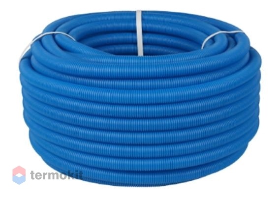 Труба STOUT гофрированная ПНД, цвет синий, наружным диаметром 32 мм для труб диаметром 25 мм отрезок \ 025м \