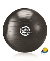 Мяч гимнастический Lite Weights 1869LW 100 см, черный антивзрыв, ножной насос