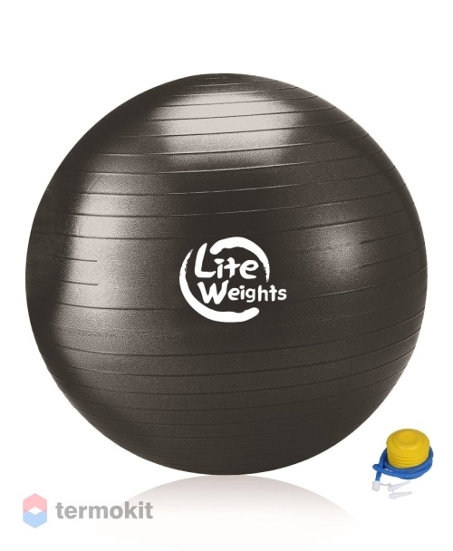 Мяч гимнастический Lite Weights 1869LW 100 см, черный антивзрыв, ножной насос