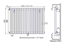 Стальной трубчатый радиатор КЗТО Гармония С25-1 500 / 13 секций с боковым подключением