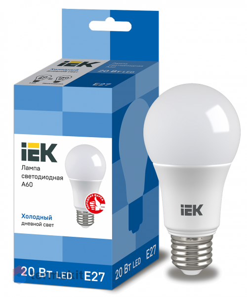Лампа светодиодная IEK ECO A60 шар 20Вт 230В 6500К E27
