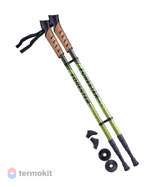 Палки для скандинавской ходьбы Berger Forester 67-135 см 3-секционные, болотный/жёлтый