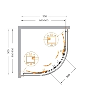 Душевой уголок Cezares Relax 304 2000x900x900 брашированное золото RELAX-304-R-2-90-C-BORO