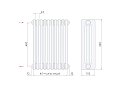 Стальной трубчатый радиатор Arbonia 3050/18 секций с боковым подключением 3/4