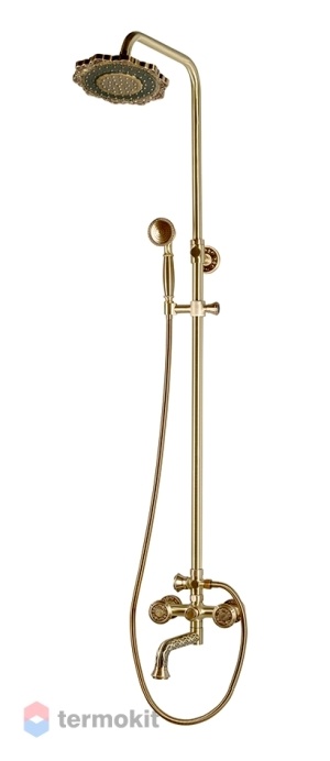 Душевая система со смесителем, верхним и ручным душем Bronze de Luxe средний излив, лейка двойной цветок, 10120PF/1