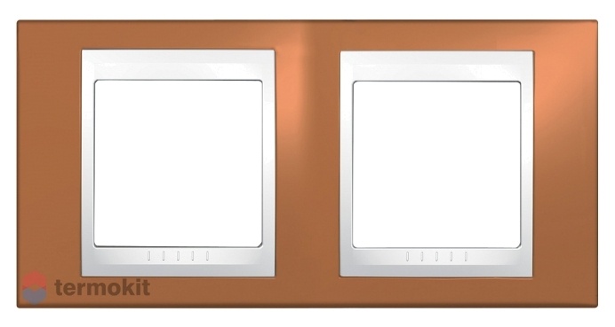 Рамка Schneider Electric Unica Хамелеон 2 поста горизонтальная оранжевый/белая MGU6.004.869