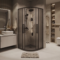 Душевой уголок Grossman Cosmo 1950x1000x1000 (стекло шиншилла) черный матовый 301.K33.02.1010.21.02