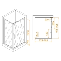 Душевой уголок RGW Passage PA-245B 1900x800x1000 черный 410824580-14