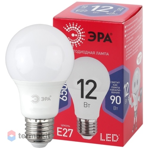 Лампа светодиодная ЭРА LED A60-12W-865-E27 R диод, груша, 12Вт, хол, E27