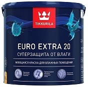 Tikkurila Euro Extra 20 Водоразбавляемая краска для стен и потолков в помещениях с умеренной и повышенной влажностью