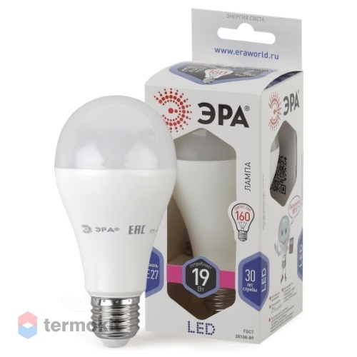 Лампа светодиодная ЭРА LED A65-19W-860-E27 диод, груша, 19Вт, хол, E27