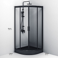 Душевой уголок AM.PM Gem 2000x900x900 черный матовый W90G-401-090BT