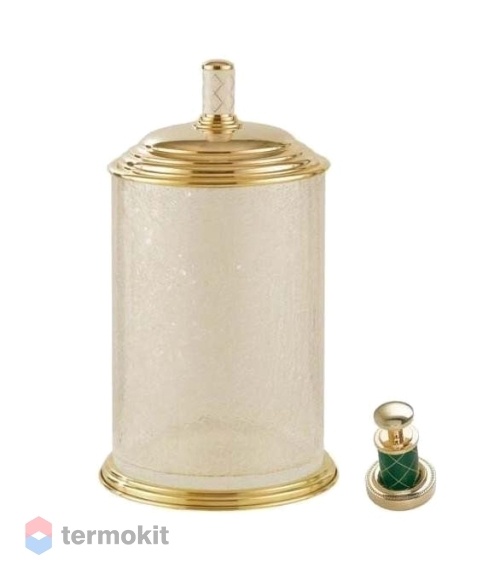 Ведро для мусора Boheme MURANO GOLD стекло (бирюзовое) 10914-GR-G