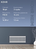 Стальной трубчатый радиатор Kohr Heim 3030/18 секций с боковым подключением 3/4