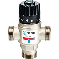 STOUT Термостатический смесительный клапан для систем отопления и ГВС 3/4&quot; НР 20-43°С KV 1,6