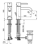 Смеситель для раковины Noken Round с донным клапаном, черный N199999100