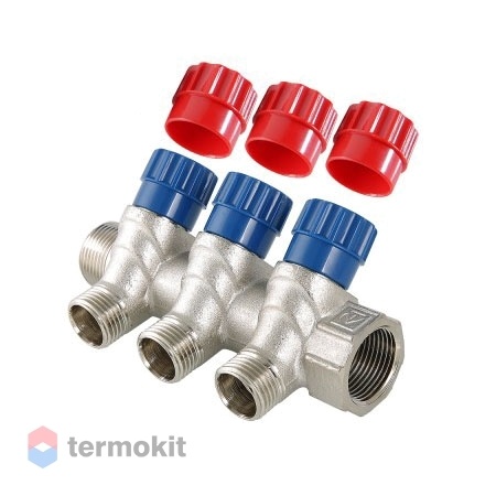 Коллектор Valtec с регулирующими вентилями и наружной резьбой 1" х 1/2" на 4 отвода