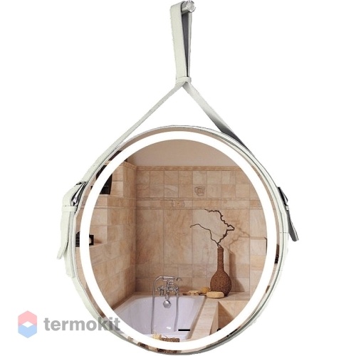 Зеркало Creto Afrodite 60 с подсветкой на белом кожаном ремне 19-D610A