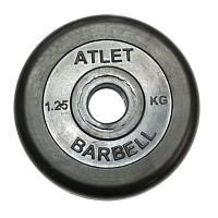 Диск обрезиненный MB Barbell Atlet черный 26 мм, 1,25 кг MB-AtletB26-1,25