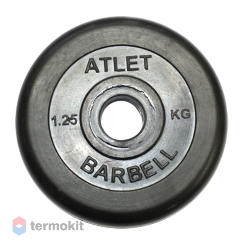 Диск обрезиненный MB Barbell Atlet черный 26 мм, 1,25 кг MB-AtletB26-1,25
