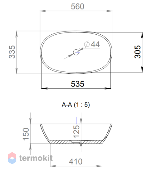 Раковина Salini SOFIA Solix белый матовый 560х335 1101206SM
