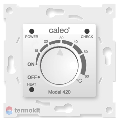 Терморегулятор встраиваемый механический Caleo 420 с комплектом адаптеров для рамок ABB, Legrand, Gira, Jung, Simon