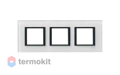 Рамка Schneider Electric Unica Class 3 поста горизонтальная белое стекло MGU68.006.7C2