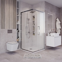 Душевой уголок Grossman Cosmo 1950x800x800 (стекло шиншилла) хром 300.K33.02.8080.10.02