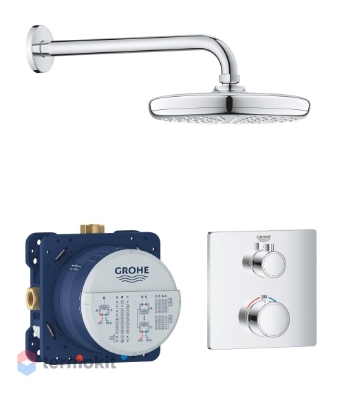 Душевой комплект скрытого монтажа GROHE Grohtherm Tempesta 210 с термостатом хром 34728000