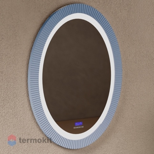 Зеркало ABBER Stein 60 с подсветкой, часами, Bluetooth-плеер голубой AS6601Blau