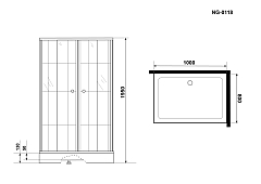 Душевой уголок Niagara Nova 1950x1000x800 (прозрачное стекло с рисунком) черный _01181412
