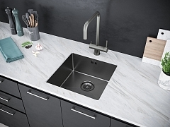 Мойка для кухни Paulmark Gerberg вороненая сталь PM254444-GM
